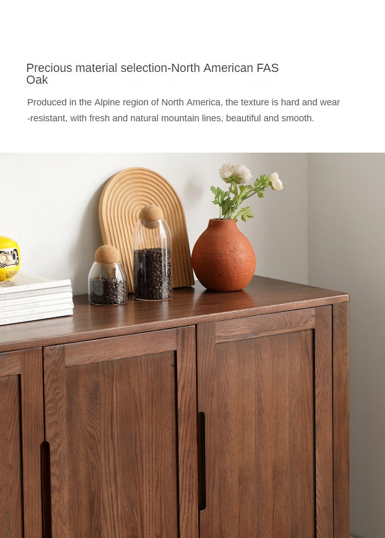 Oak Solid Wood Nordic Sideboard - Modern Scandinavian Buffet Cabinet for Dining Room & Living Room Storage