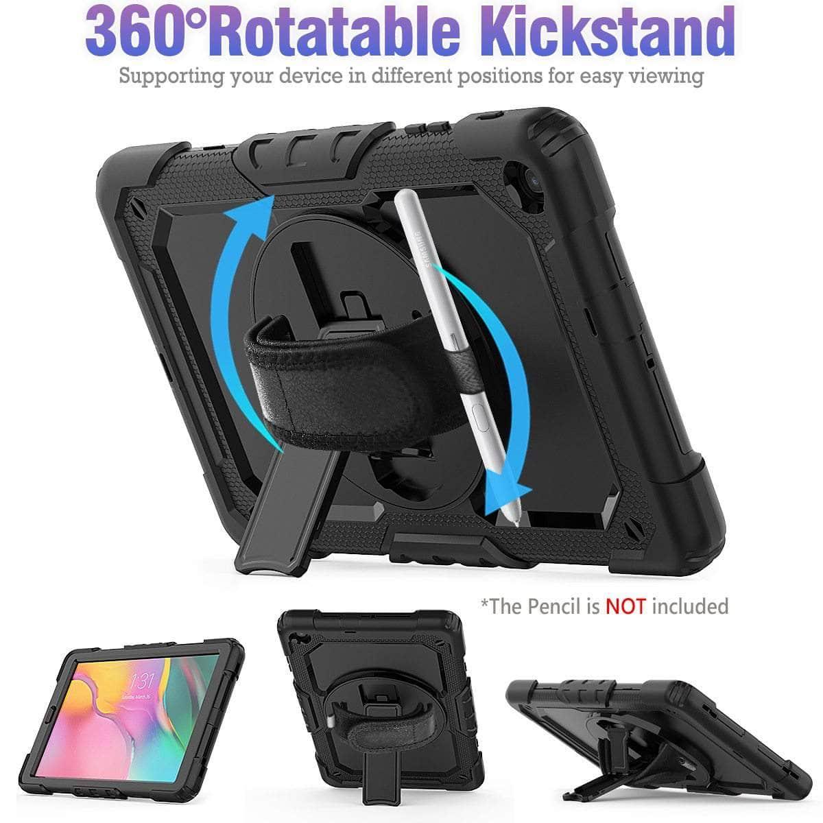 Shockproof 360° Rotating Hand Strap & Kickstand Silicone Case for Samsung Galaxy Tab A 8 (2019) T290 T295 - Perfect for Work, Travel & Entertainment
