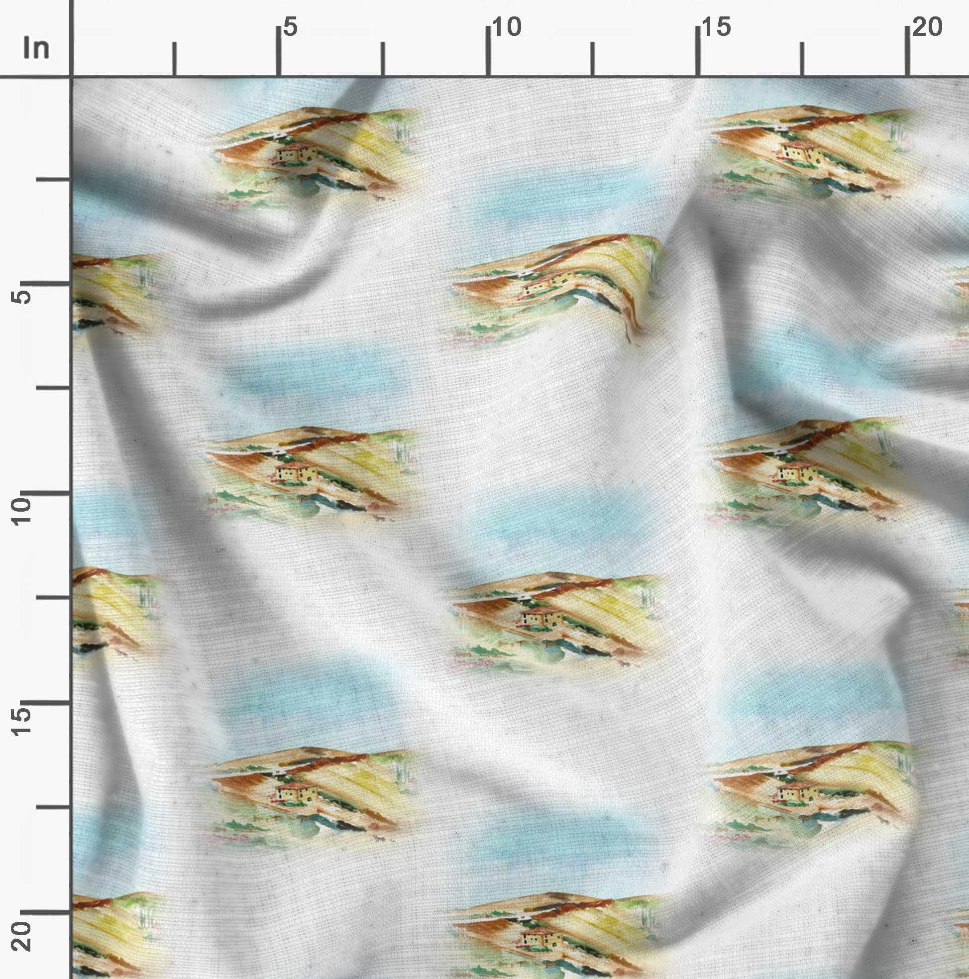 Soimoi Moss Georgette White Fabric by The Yard - 42 Inch Wide Printed Fabric for Home Decor, Curtains, Dresses & DIY Crafts - Nature Inspired Landscape Design for Tranquil Living Spaces