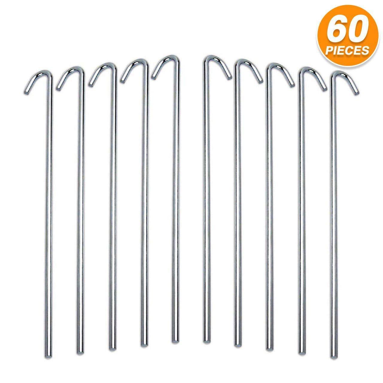 Heavy Duty Galvanized Metal Tent Stakes - Rust-Free Outdoor Camping Pegs for Tents, Canopies & Garden Fencing | Durable Yard Stakes for Camping, Gardening & Canopy Anchoring | Perfect for Backpacking, Patio Shades & Landscape Edging