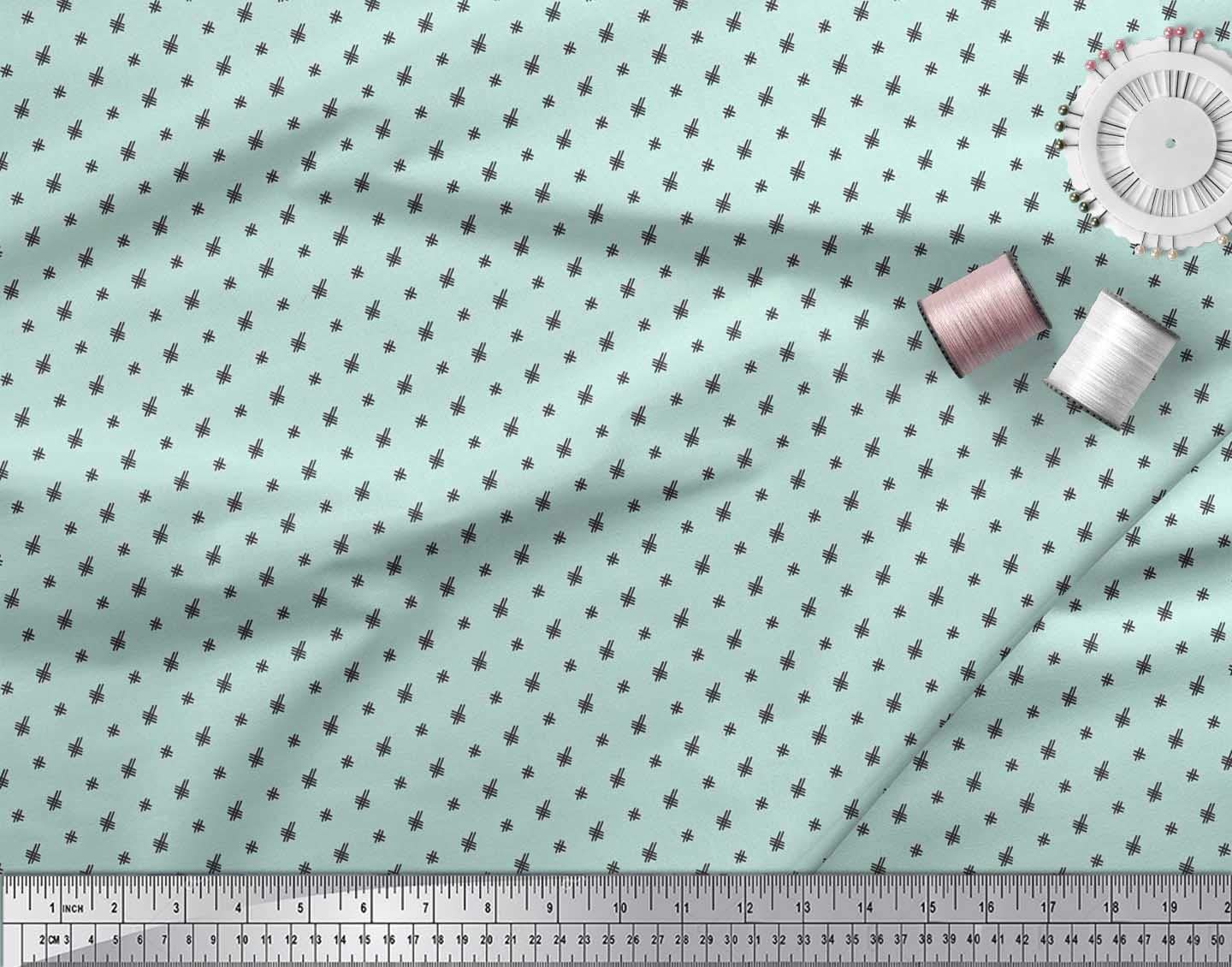 Soimoi Moss Georgette Brown Fabric by The Yard - 42 Inch Wide Geometric Print Fabric for DIY Crafts, Dresses & Home Decor - Unique Hash Sign Design Printed Fabric for Sewing Projects