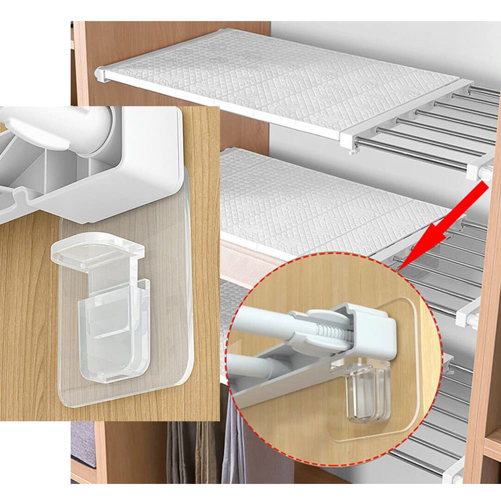 Clear Plastic Shelf Brackets - 10 Pack, Punch-Free Self-Adhesive Cabinet Supports for Kitchen, Closet & Book Shelves - Transparent Furniture Organizers for Easy Installation & Space Saving