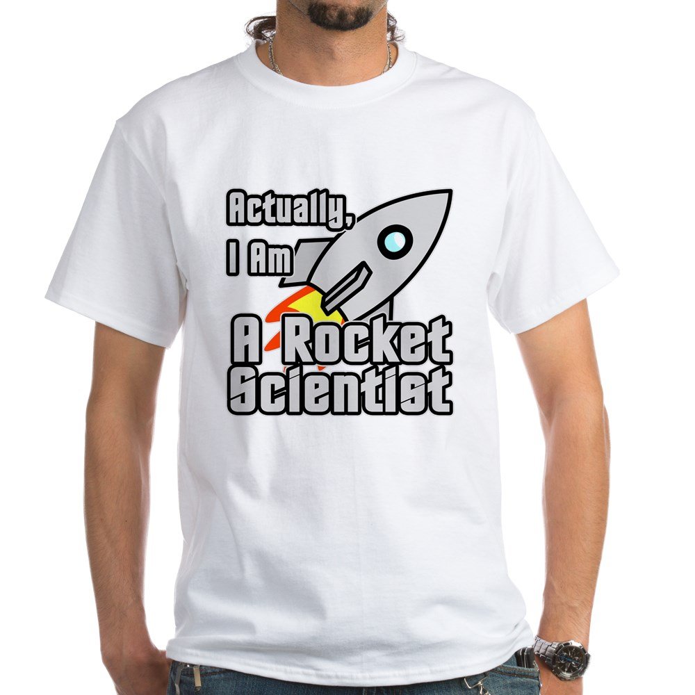 Rocket Scientist White Cotton T-Shirt for Men & Women | Funny Science Gift for Engineers & Nerds | Perfect for Work, School & Casual Wear
