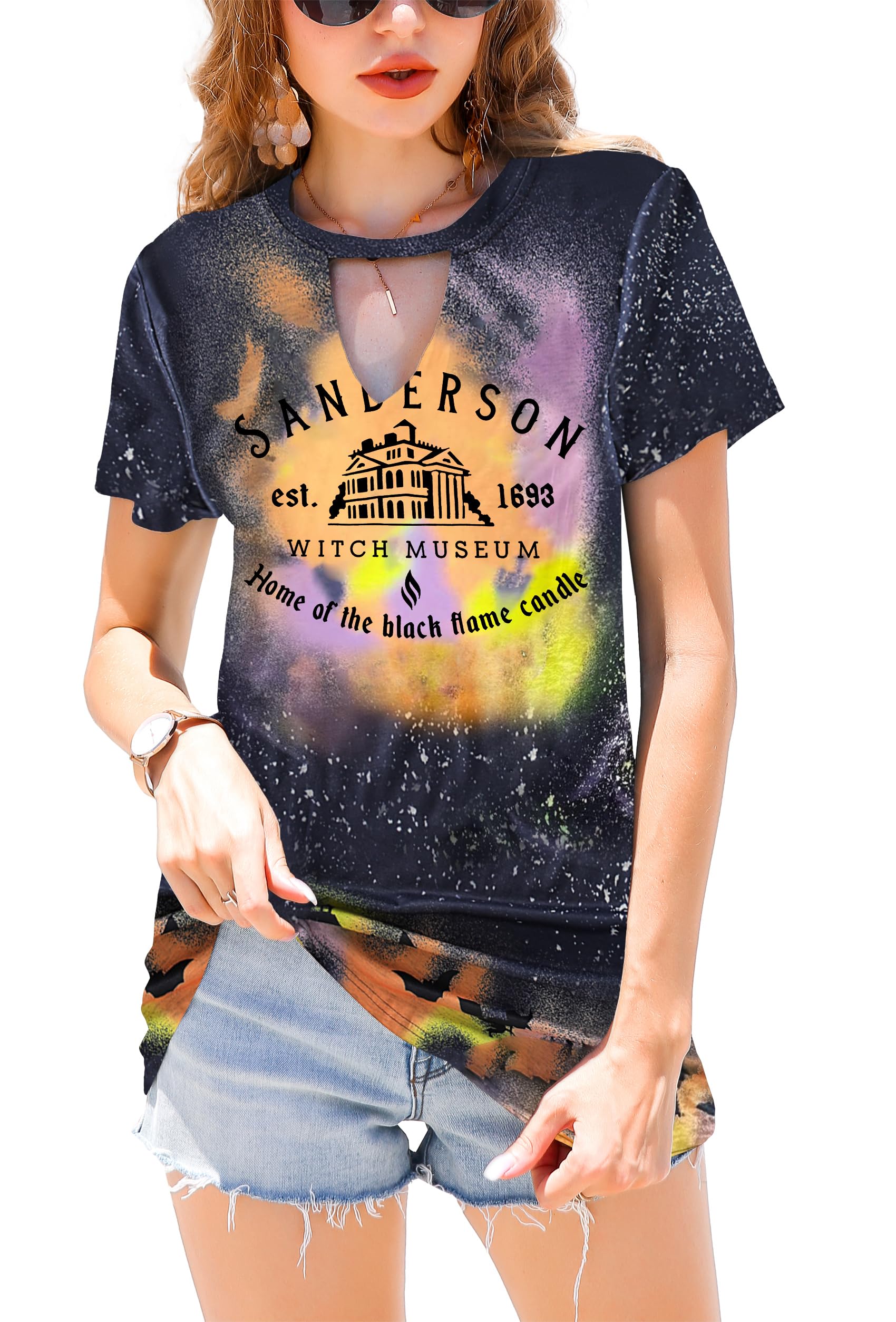 MAIHUN Halloween T-Shirt for Women - Hocus Pocus Inspired Sanderson Sisters Horror Movie Tee | Cute & Scary Graphic Top for Halloween Parties, Costume Events & Horror Squad Outfits