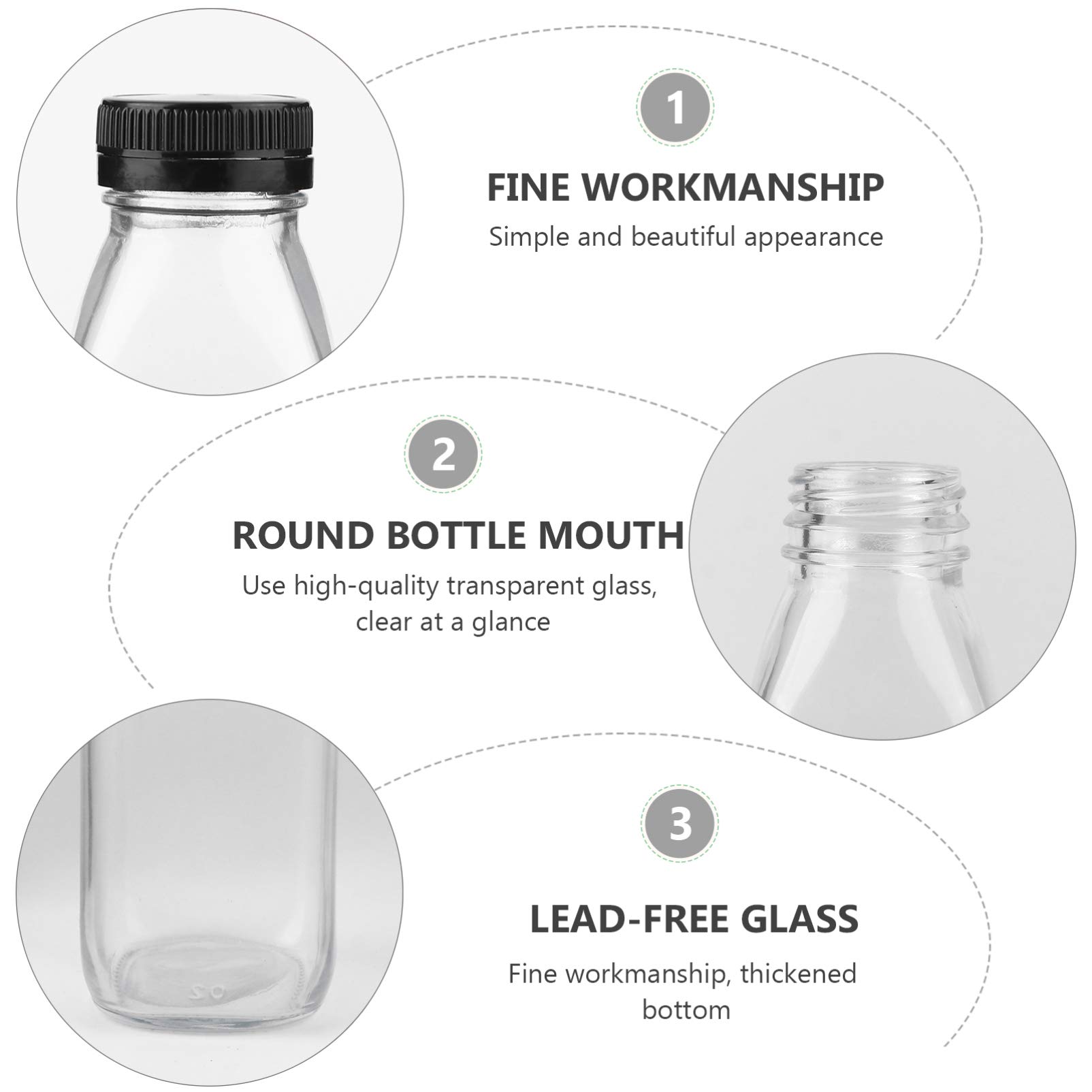 8-Piece Glass Juice Bottles Set - Clear Milk & Yogurt Drink Containers for Beverages, Smoothies, and Meal Prep - Perfect for Home, Cafe, and Restaurant Use