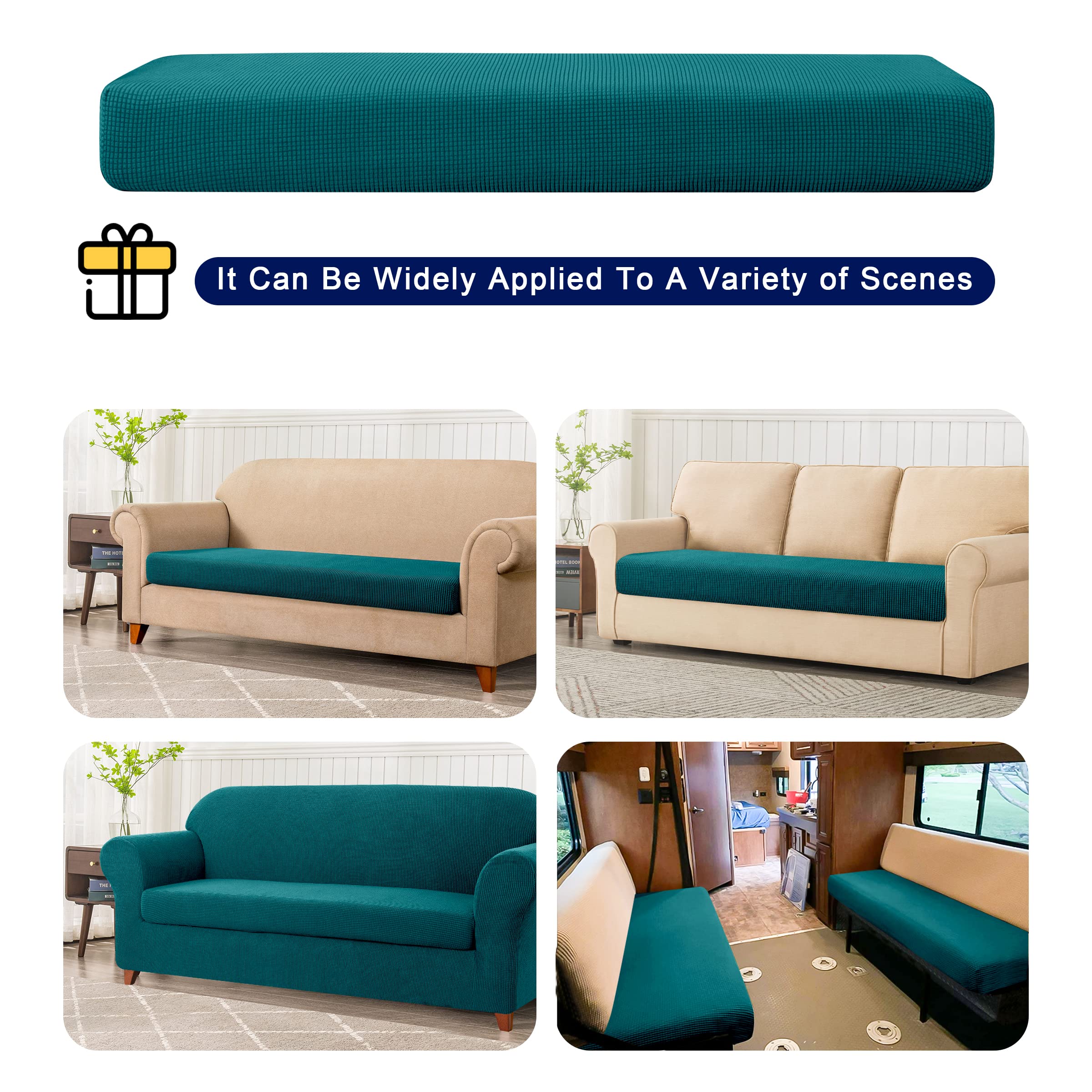 SUBRTEX Stretch Sofa Slipcover Set - 1 Piece Elastic Couch Cover with Free Cushion Cover for 4-Cushion Oversized Couches (Teal, XL Size) - Perfect for Living Room Furniture Protection & Home Decor Upgrade