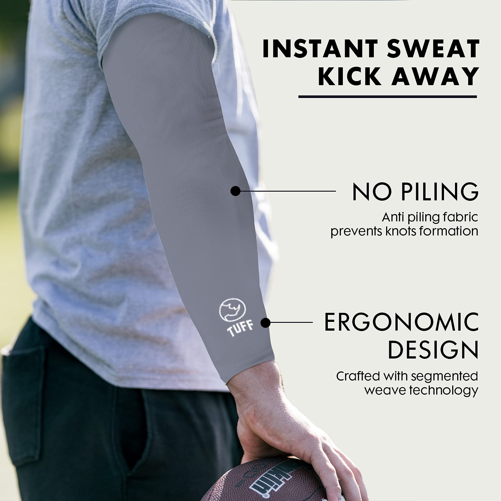 TUFF Compression Cooling Arm Sleeves - UPF 50+ Sun Protection for Men & Women | Athletic, Running, Cycling & Outdoor Sports | Moisture-Wicking & UV Blocking