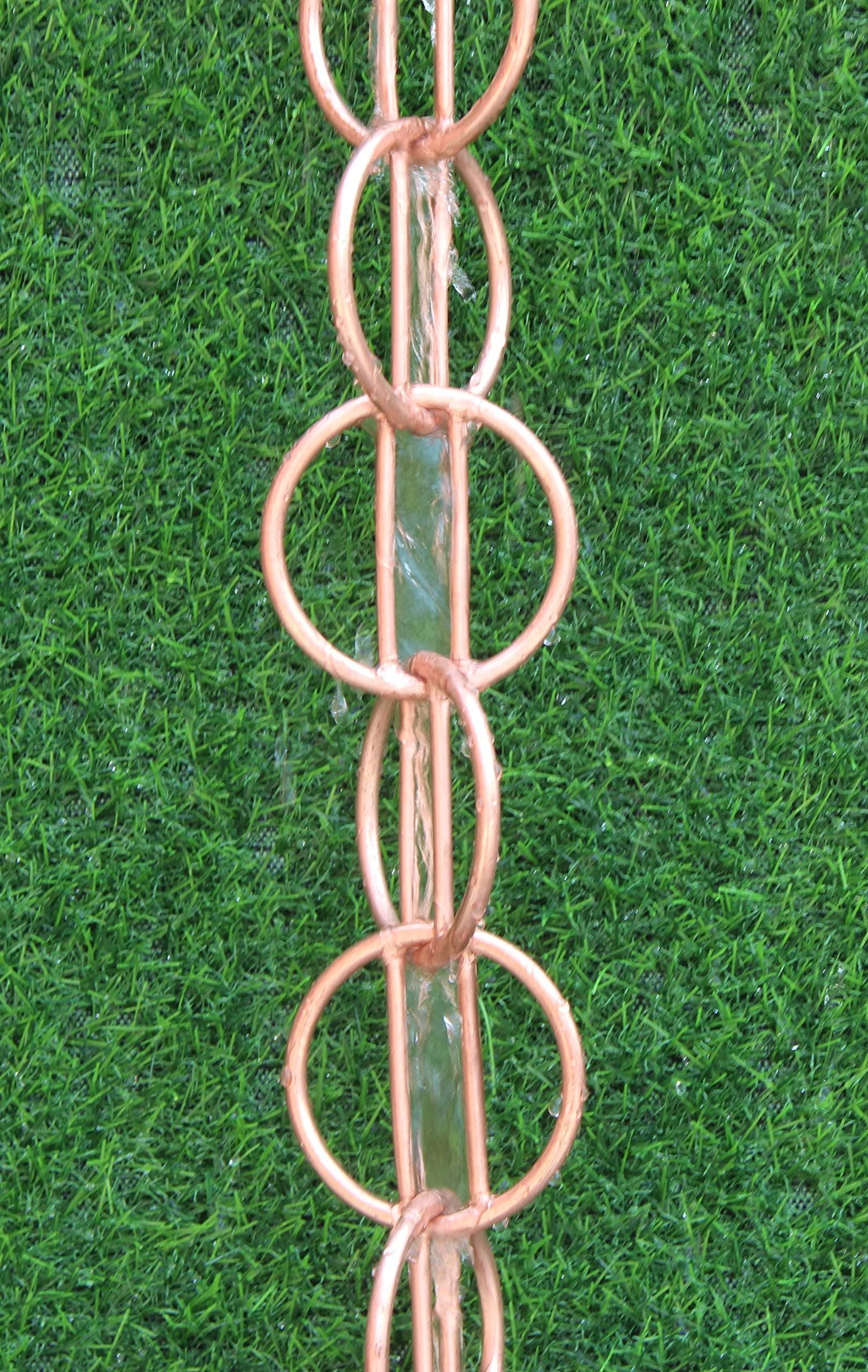 KAM Home Direct Modern Loop Rain Chain - 8.5 Feet Pure Copper Gutter Downspout Replacement with Brass Bolt Adapter | Outdoor Water Drainage Solution for Gardens, Patios & Home Decor