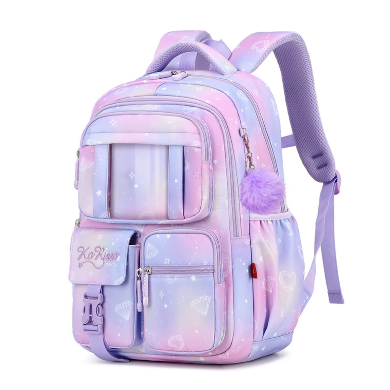 Cute Waterproof Girls Backpack for School - Large Capacity Elementary Bookbag for Kids | Durable Purple Backpack for Daily Use, Travel & Outdoor Activities