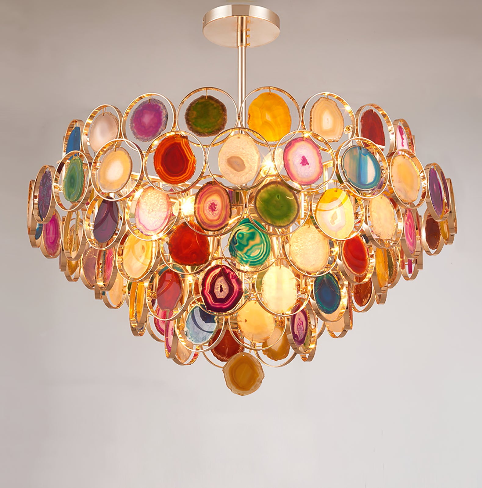 Natural Carnelian Gemstone Chandelier - Handcrafted Bohemian Crystal Beaded Ceiling Light Fixture for Living Room, Dining Room & Bedroom Decor