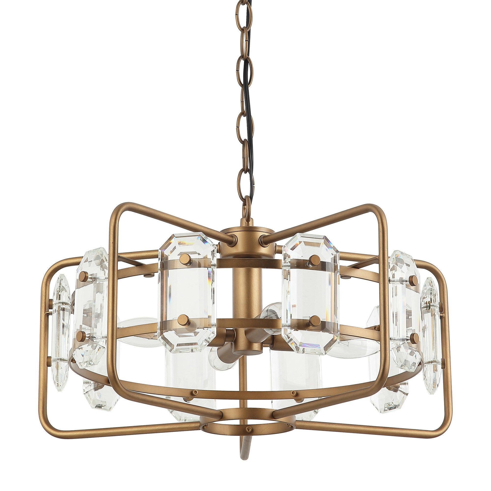 4-Light Modern Crystal Pendant Light Fixture - Gold or Black Finish - Perfect for Dining Room, Living Room, or Bedroom Ceiling Lighting