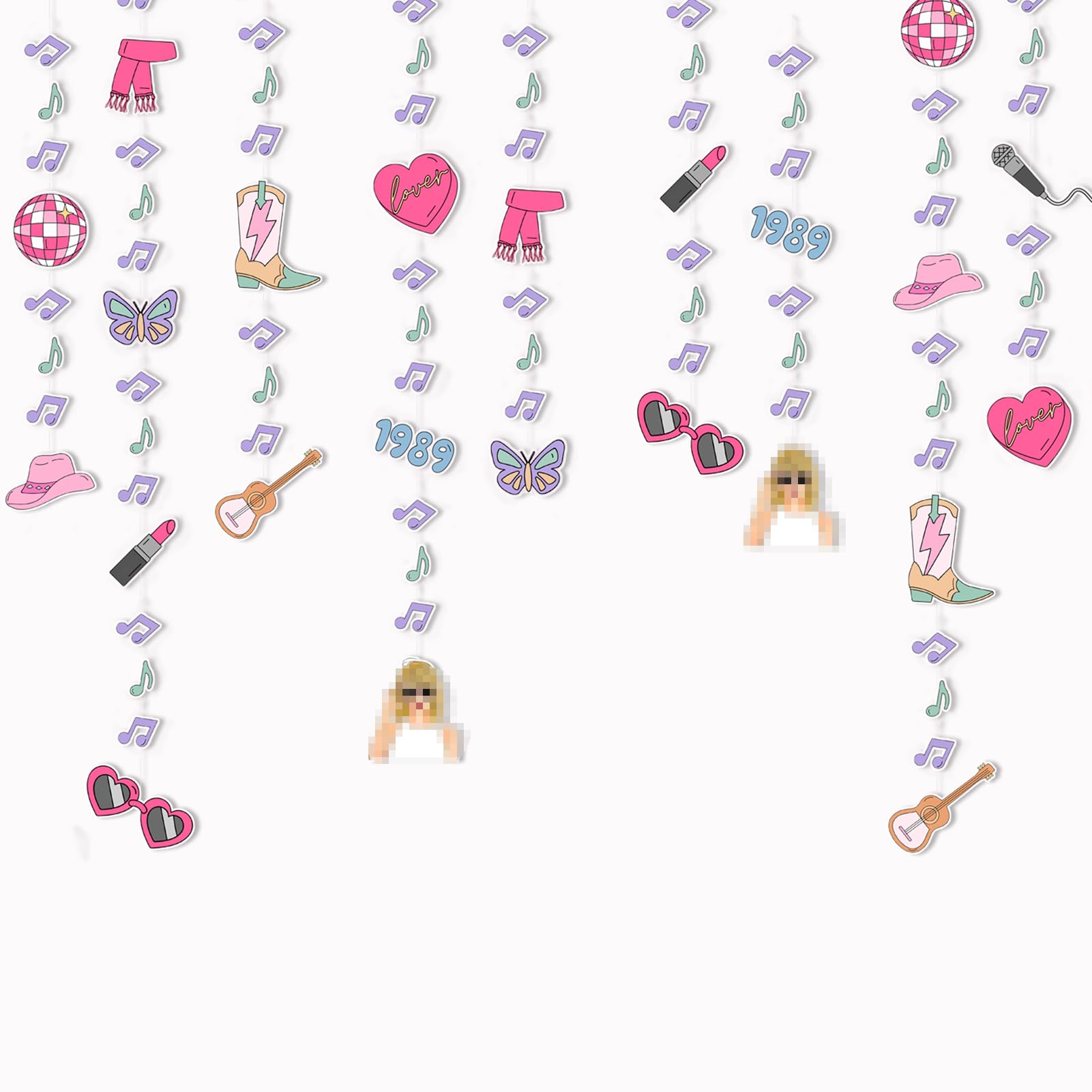 Singer Birthday Party Decorations - 6 Pack Hanging Garland for Music Fans, Bachelorette & Bridal Showers - Perfect for Photo Booth Backdrops & Music-Themed Celebrations