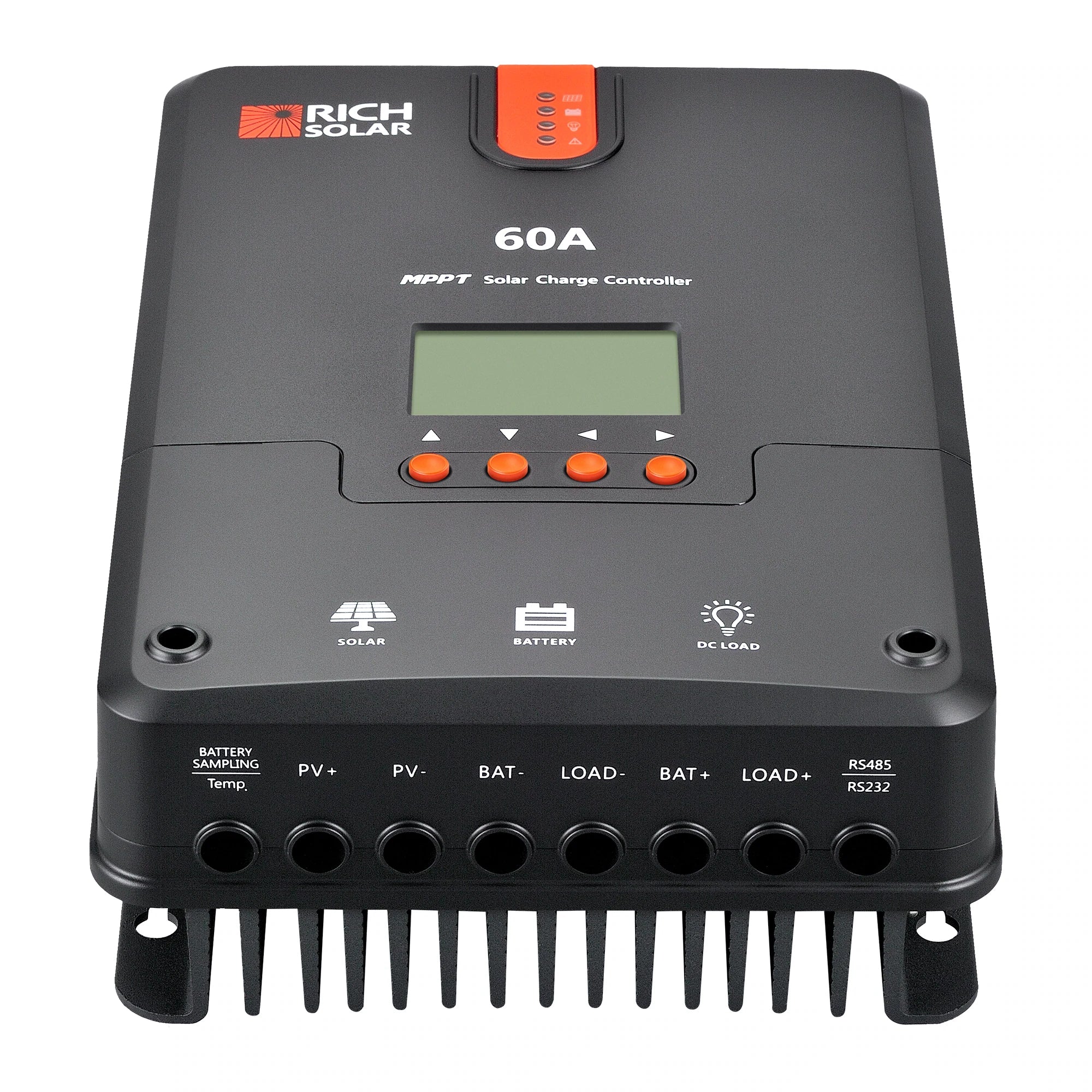 Rich Solar 60 Amp MPPT Solar Charge Controller - High Efficiency Solar Panel Regulator for RV, Boat, Off-Grid & Home Power Systems