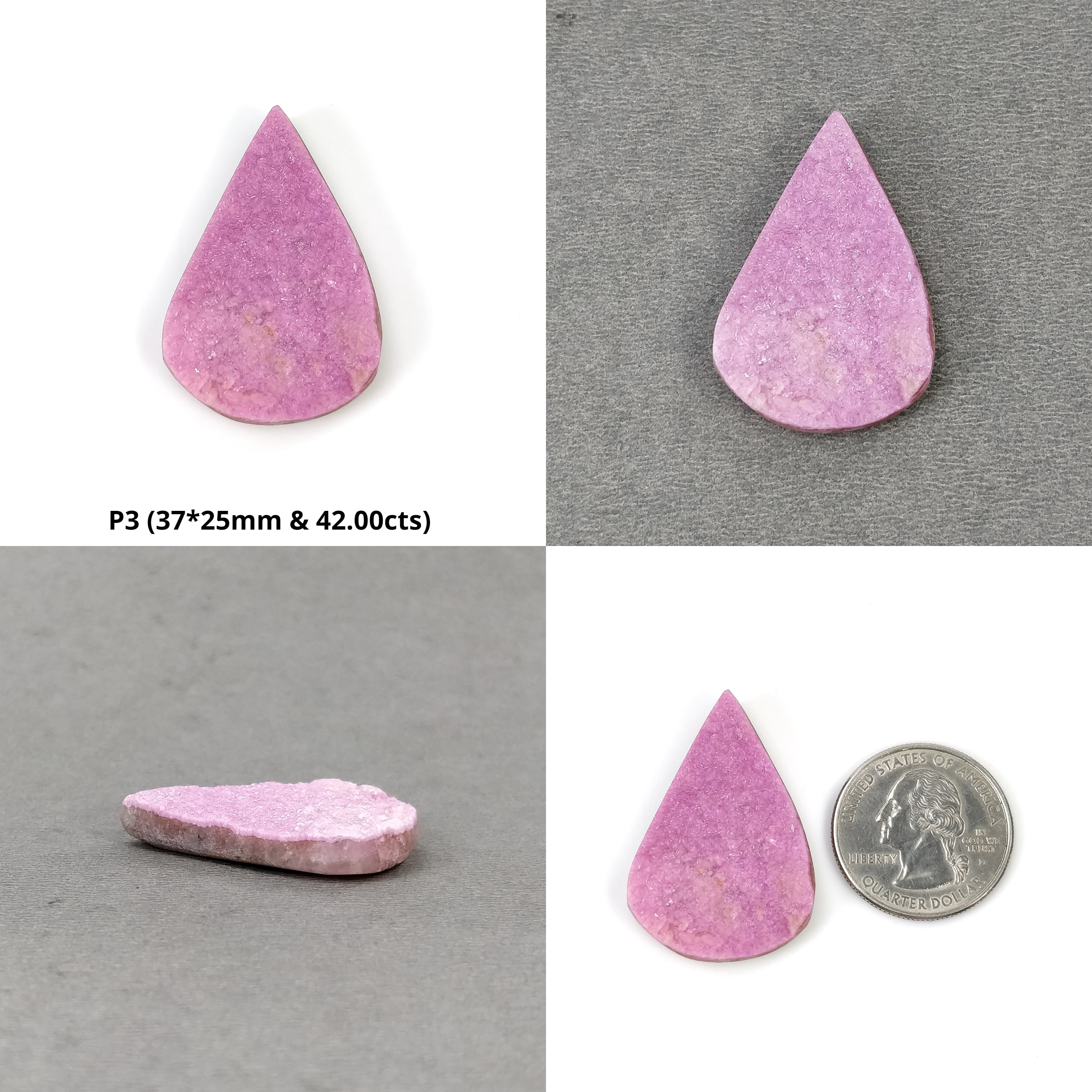 Natural Untreated Rare Pink & Green Druzy Gemstone Pear & Oval Shape (24x18mm & 42x33mm) - Unique Handmade Jewelry Making Supplies for Necklaces, Earrings & DIY Crafts