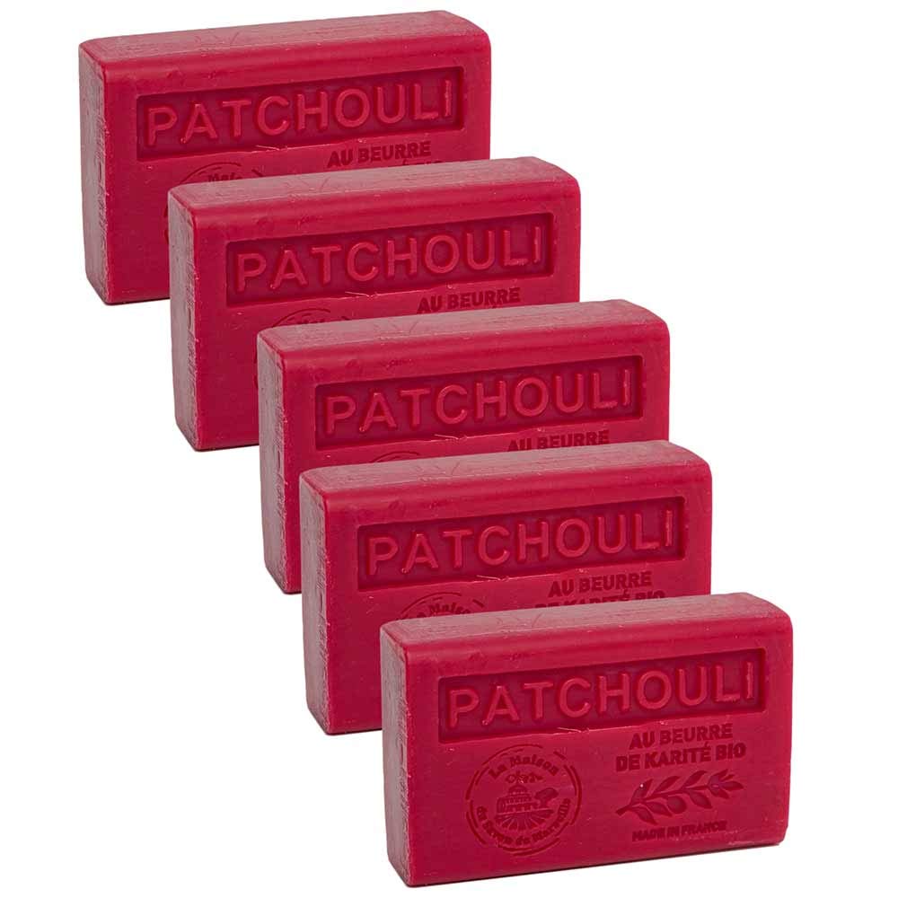 Organic Patchouli Soap Set with Shea Butter - 5x125g Handmade Luxury Soap Bars for Spa, Bath & Gift - Vegan, Natural Skin Care for Dry & Sensitive Skin