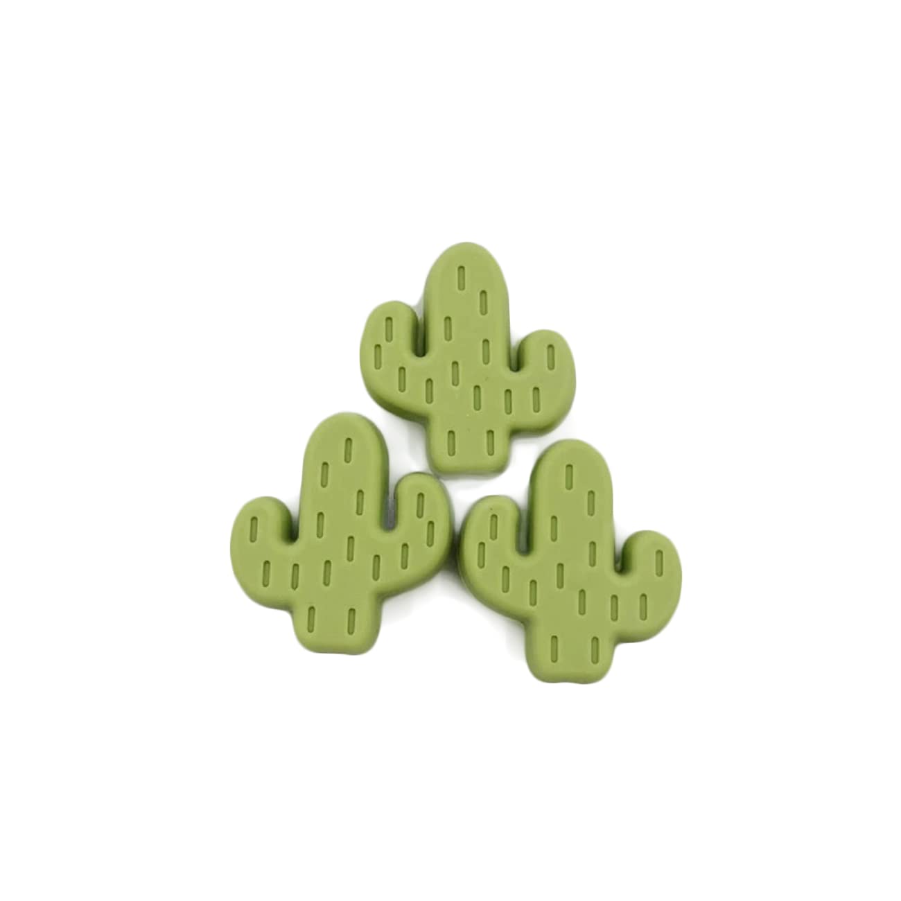 Decoendiy 24Pcs Colorful Silicone Cactus Beads - Large Hole Loose Spacer Beads for DIY Jewelry Making, Necklaces, Bracelets & Crafts (Green) | Perfect for Boho Style Accessories, Summer Jewelry Projects & Gift Making
