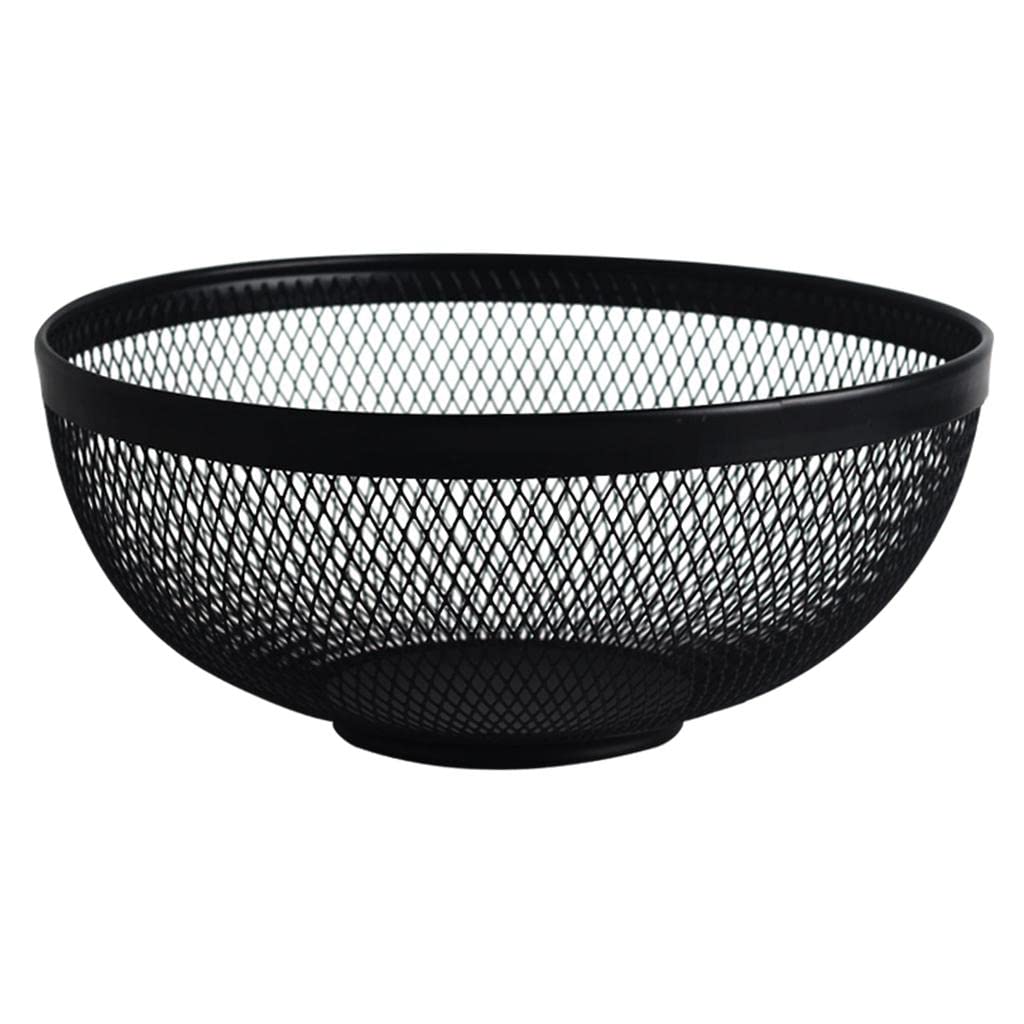 Minimalist Round Fruit Basket - Large Countertop Display Holder for Fruits, Vegetables, Snacks & Bread - Modern Black Kitchen Decor for Dining Table, Counter or Pantry Organization