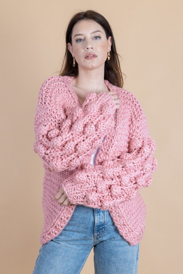 Stylish Knit Cardigan with Bauble Sleeves - Cozy Winter Sweater for Women | Perfect for Office, Date Night & Casual Outfits
