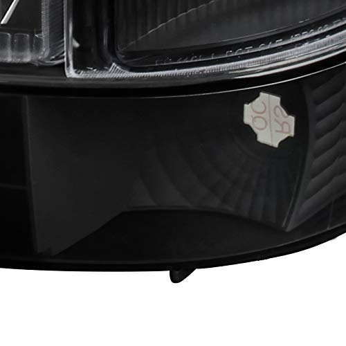 1992-1996 Ford F150 F250 F350 Bronco Black Clear Lens Headlights with Bumper & Corner Lamps - Complete Front Lighting Kit for Off-Road & Restoration Projects