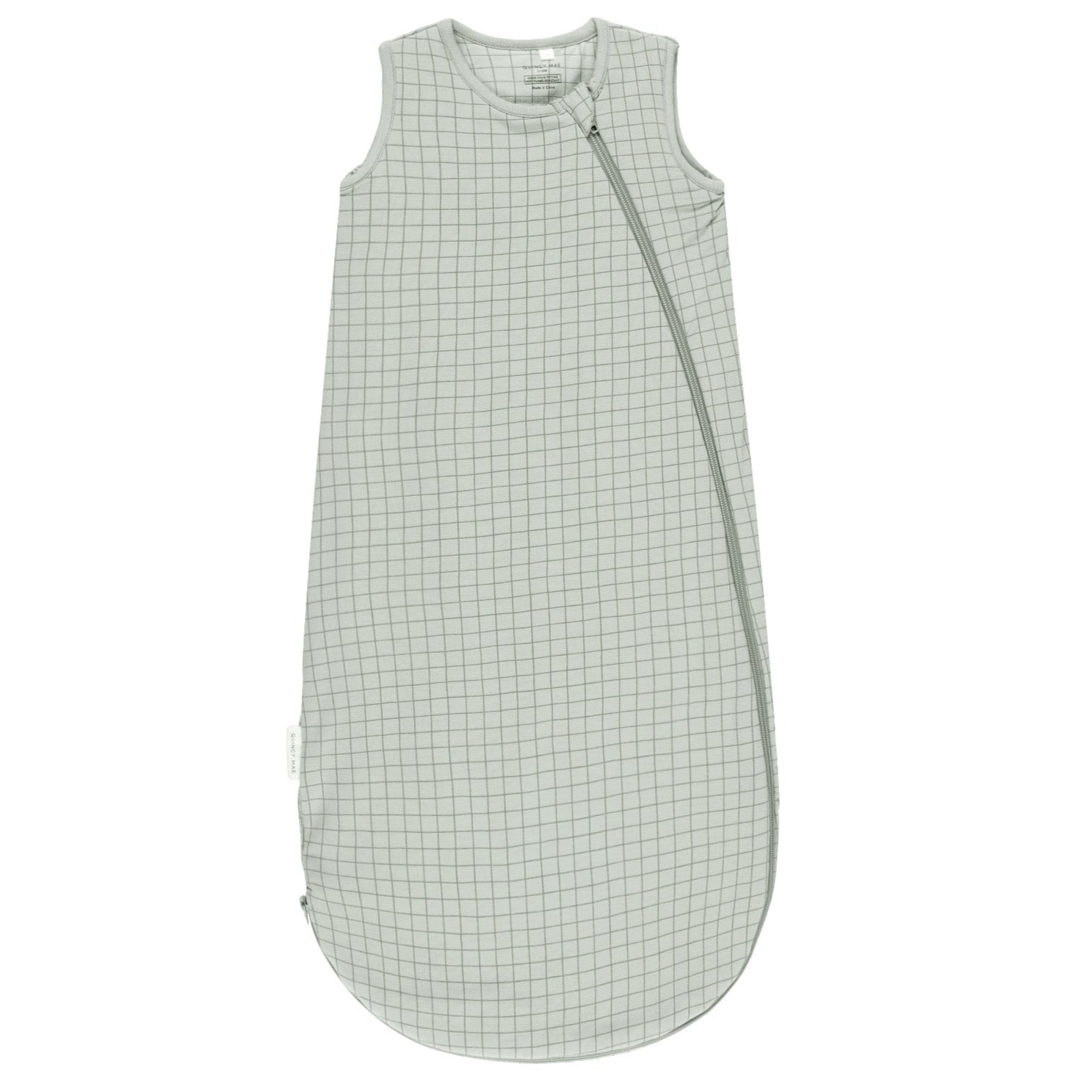 Organic Bamboo Sleep Bag for Adults - Breathable & Comfortable Sleeping Sack - Perfect for Camping, Travel, and Home Use - Sage Green Grid Design