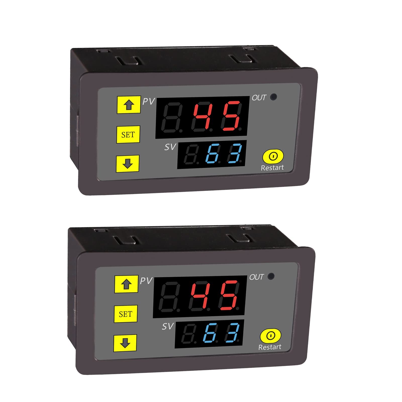 2Pcs Programmable Digital Timer Delay Relay Module - AC 110V/220V 10A 1500W with LED Display, Cycle & Trigger Timer for Home Automation, Lighting Control, and Industrial Equipment