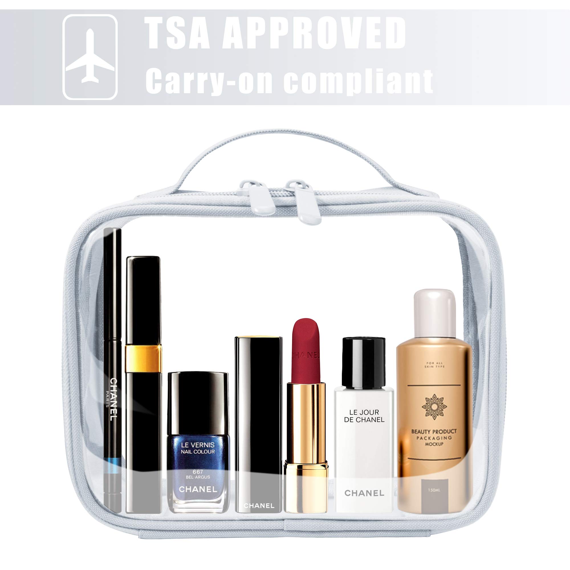 ANRUI TSA Approved Clear Travel Toiletry Bag for Carry-On Liquids, Cosmetics & Essentials - Perfect for Airplane, Gym & Weekend Trips