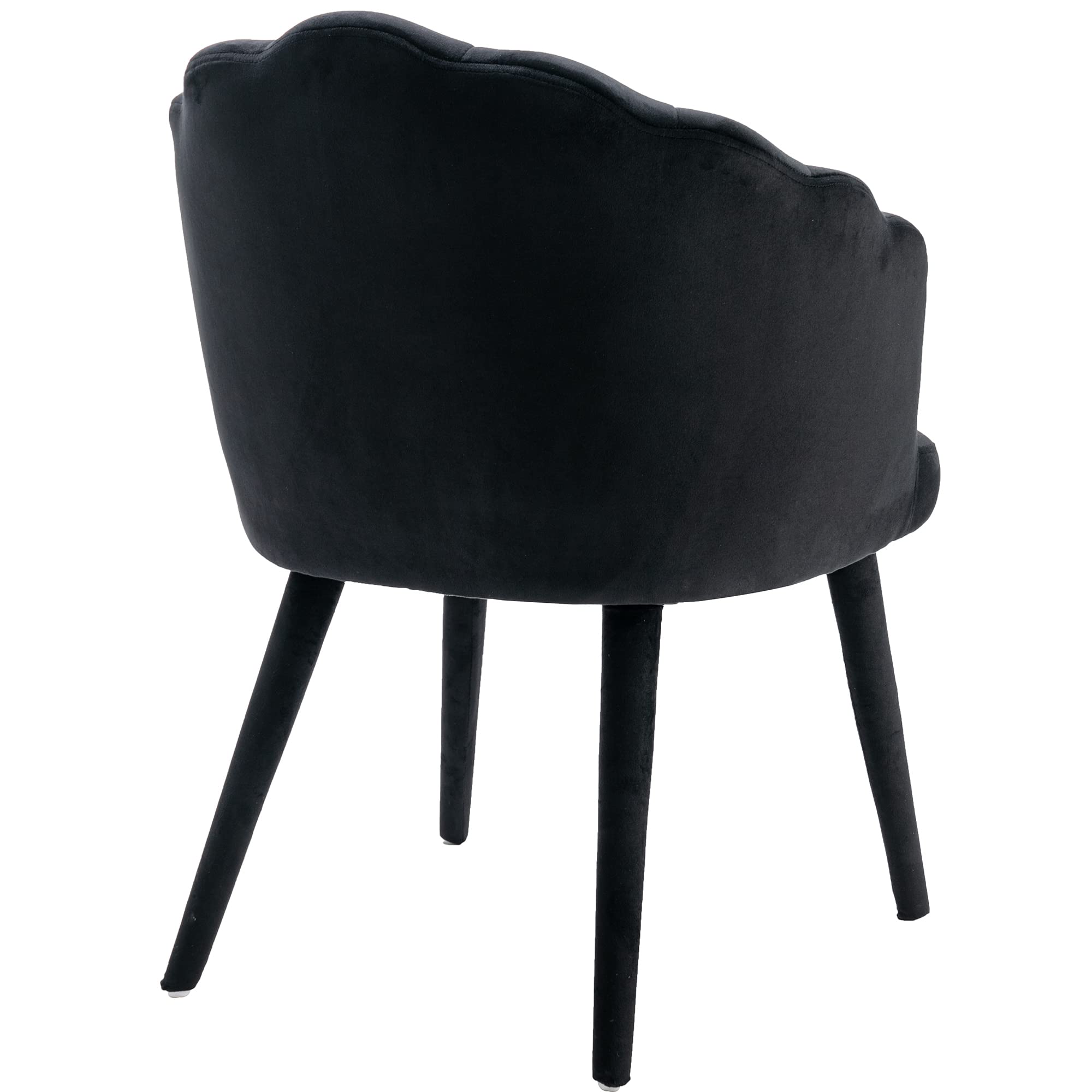 Black Velvet Dining Chairs Set of 2 - Modern Upholstered Accent Chairs with Wood Legs for Kitchen, Living Room & Dining Room - Perfect for Home Decor, Entertaining Guests & Cozy Seating