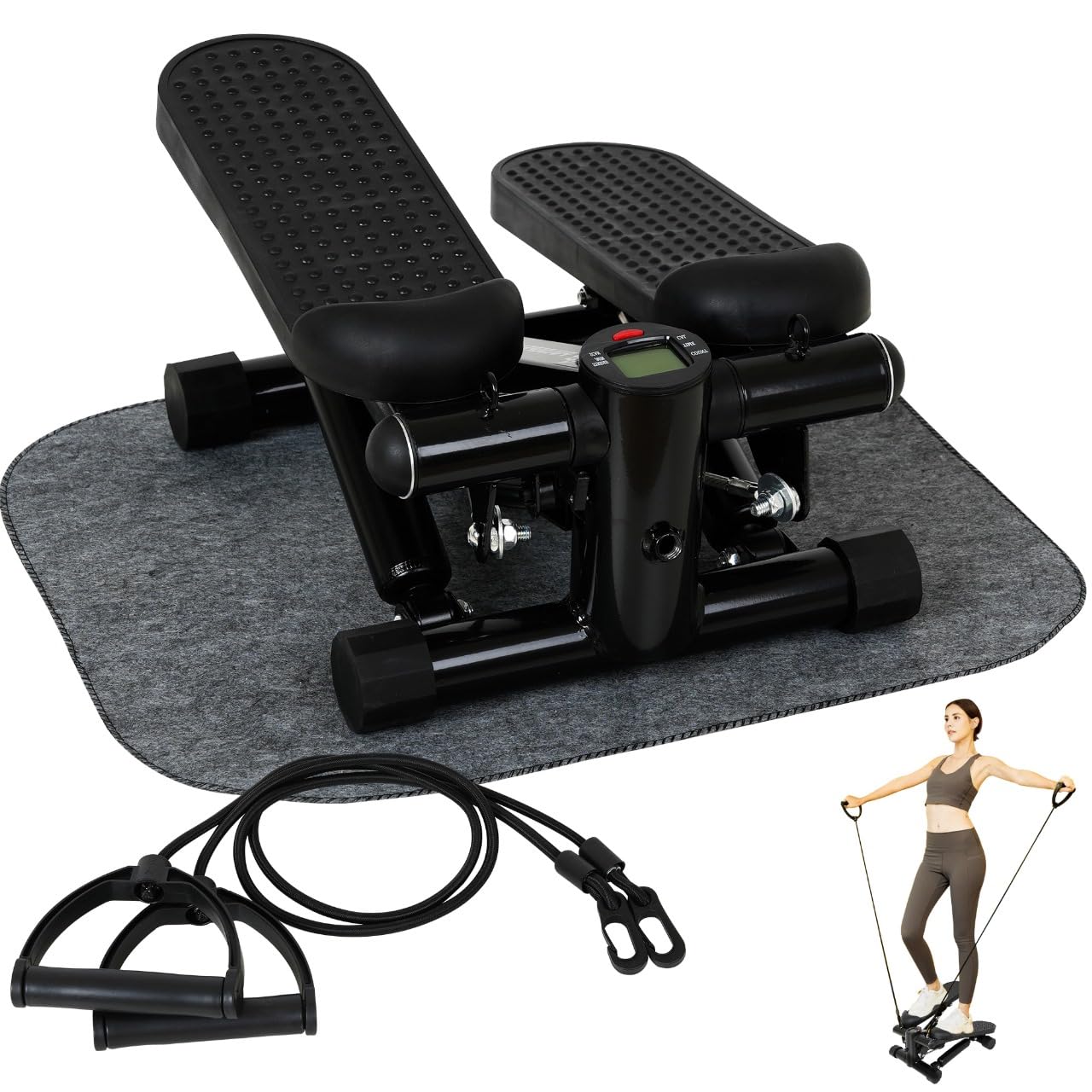 Best Mini Stepper with Resistance Bands for Home Workouts - Compact Stair Stepper Exercise Machine for Cardio & Toning | Perfect for Small Spaces, Office & Apartment Fitness