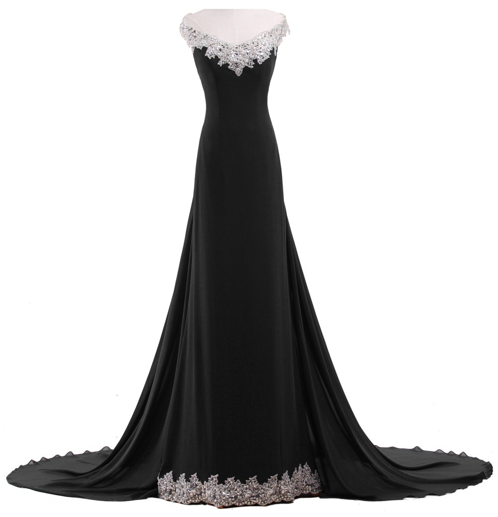 Sexy Off-The-Shoulder Long Evening Dresses for Women - Elegant Court Train & Open Back Design for Prom, Wedding, Gala & Special Occasions