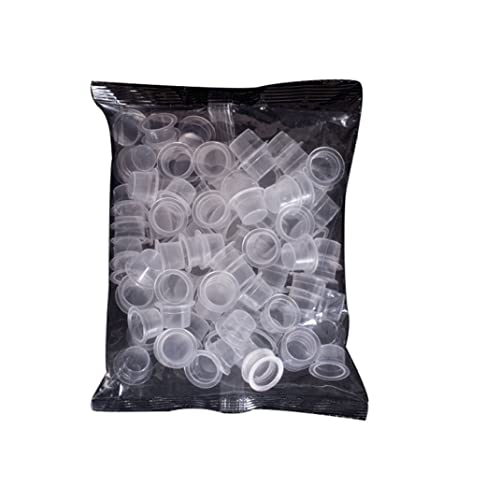 100PCS Disposable Tattoo Cups - Plastic Pigment Ink Caps for Professional Tattoo Artists - Perfect for Tattoo Studios and Home Tattoo Kits