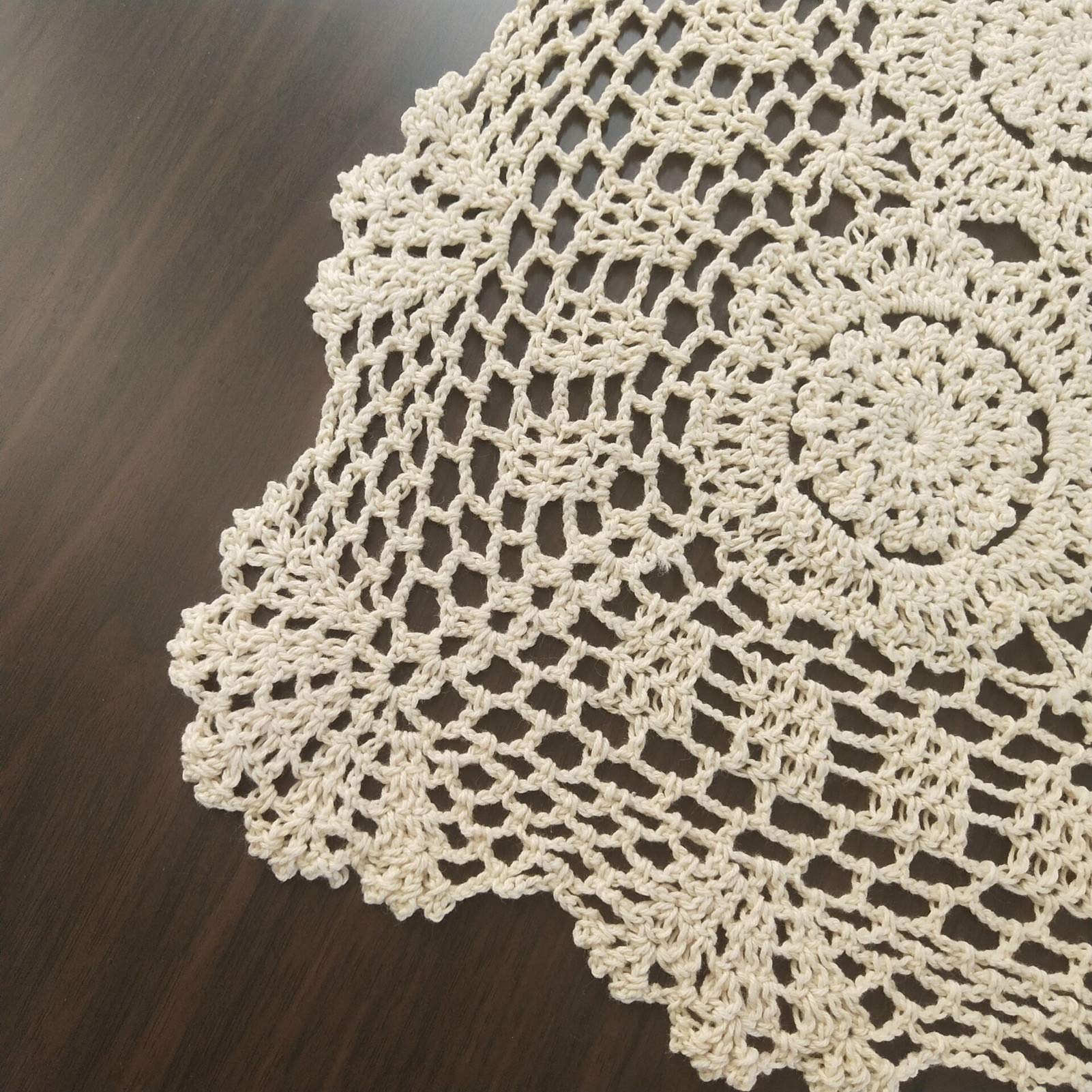 USTIDE 100% Cotton Lace Crochet Table Runner Set (2pcs) - 15.7
