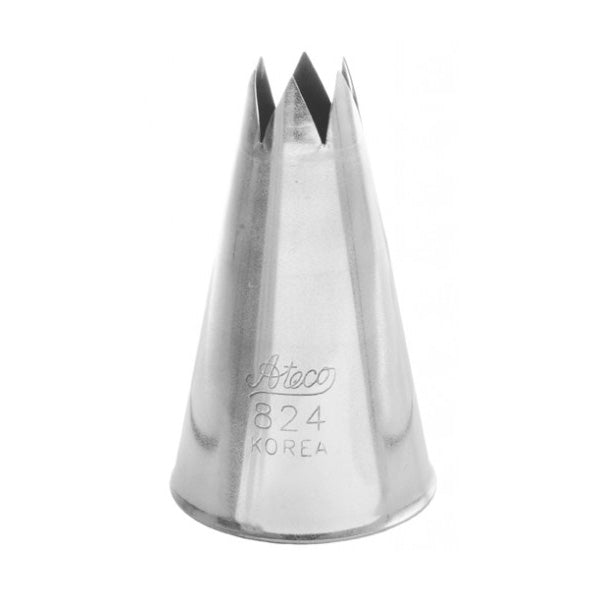 Ateco 824 #4 Star Pastry Tip for Cake Decorating, Cupcakes, and Baking - Professional Stainless Steel Piping Nozzle for Home Bakers and Chefs