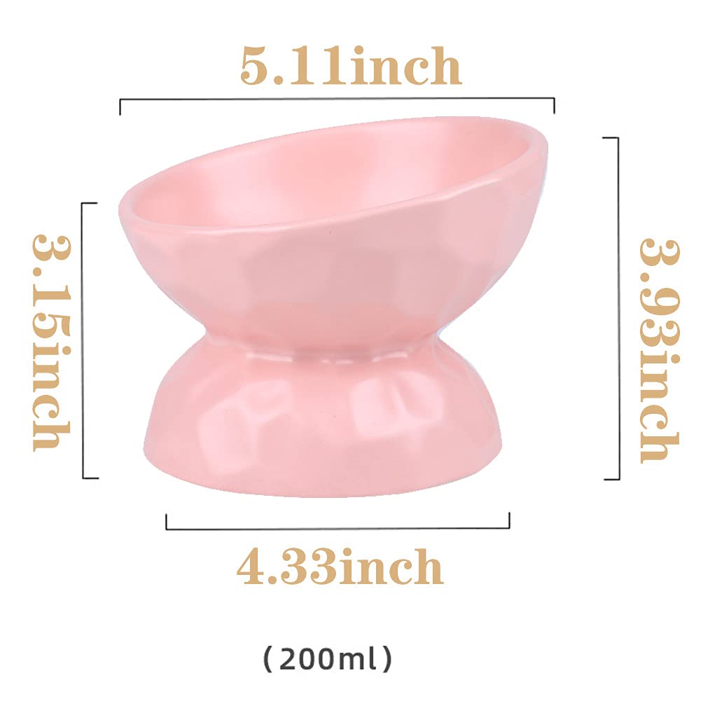 Elevated Cat Food Bowls for Indoor Cats - Ceramic Tilted Raised Cat Dish with Non-Slip Base | Promotes Healthy Digestion & Spine Support | Easy Clean Pet Feeding Bowl for Wet/Dry Food & Water - Perfect for Kittens, Adult & Senior Cats