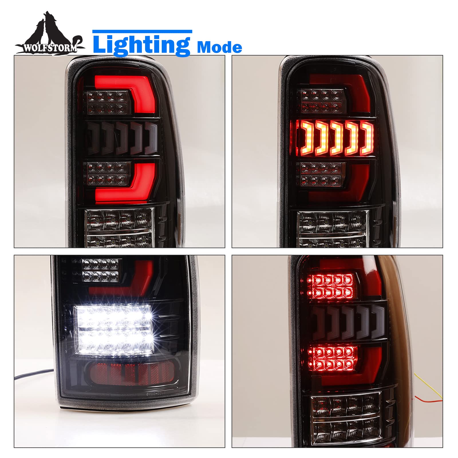 WOLFSTORM LED Tail Lights Assembly - Compatible for 2000-2006 Chevy Suburban, Tahoe & GMC Yukon (Clear Lens) - Durable Replacement Tail Lamps for Enhanced Night Visibility and Style Upgrade