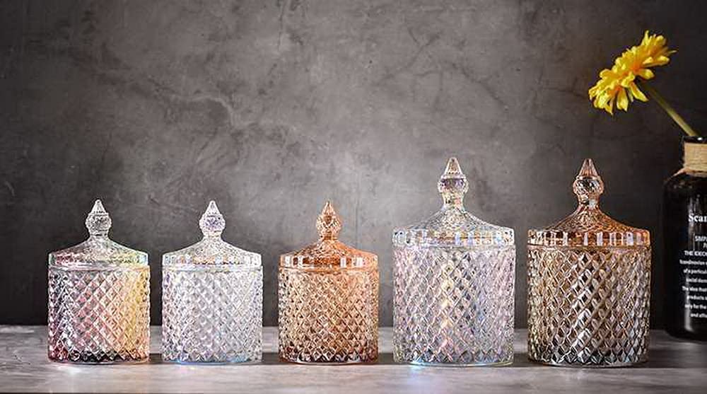 Amber Glass Candy Jar with Lid - Party Wedding Buffet Display