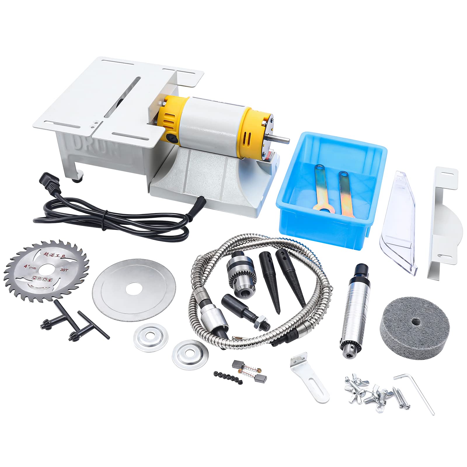 Professional 110V Mini Table Saw Jewelry Grinder Polishing Machine - Lapidary Equipment Rock Polisher with Flexible Shaft (0-10000 RPM) for Jewelry Making, Wood Carving, Amber Processing, Metal & Jade Crafting - Perfect for DIY Crafts, Gemstone Cutting & Home Workshops