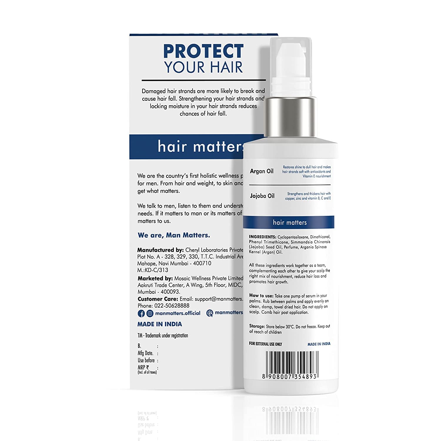 Man Matters Hair Serum for Men - 90 mL with Jojoba & Argan Oil | Frizz-Free, Silky & Shiny Hair Treatment | Non-Sticky Formula for Instant Smoothness | Perfect for Daily Styling & Special Occasions