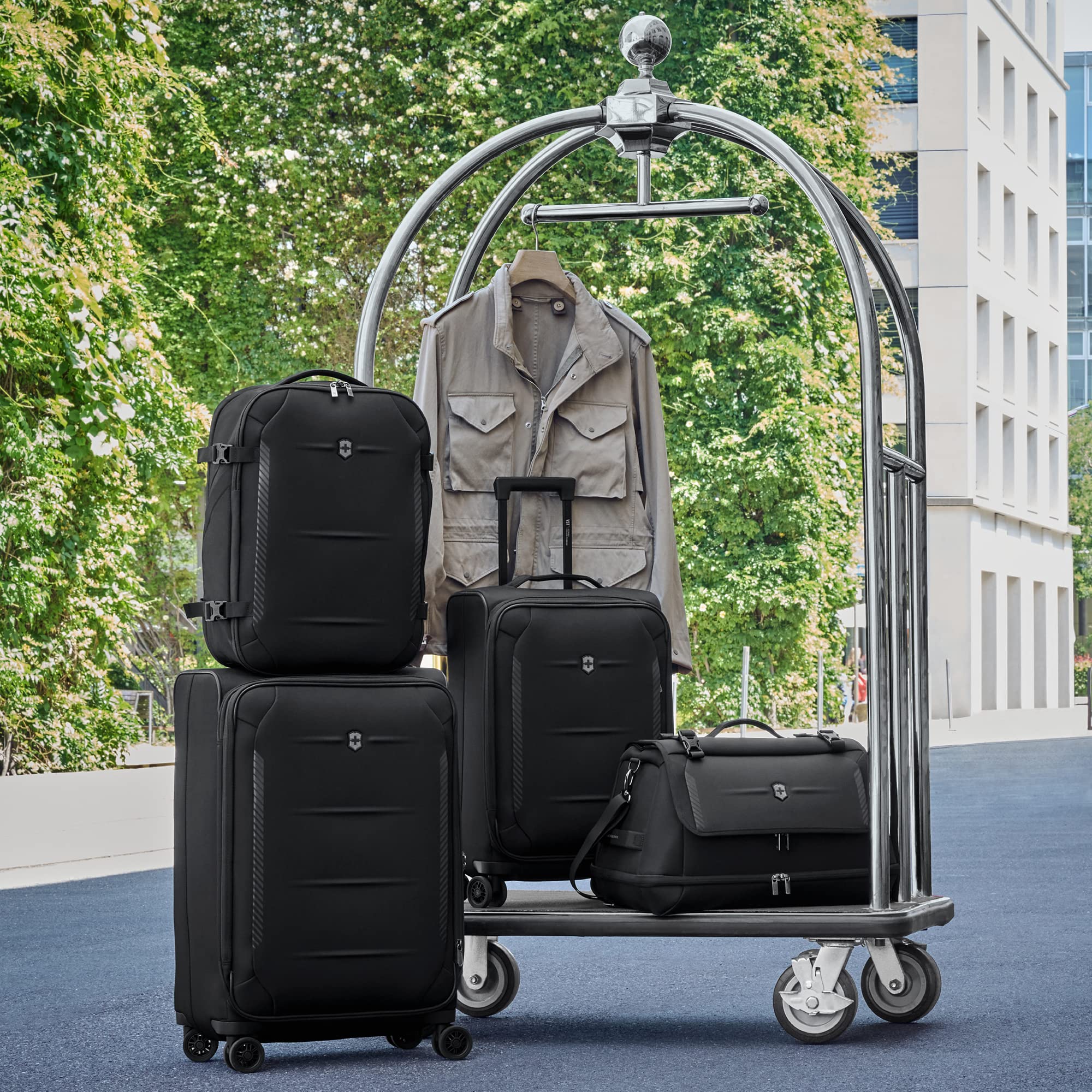 Victorinox Crosslight Duffel Bag - Eco-Friendly Lightweight Travel Duffel Made from Recycled Materials - Premium Carry-On Luggage with Adaptive Interior Compartment - Black - Perfect for Gym, Weekend Trips & Business Travel