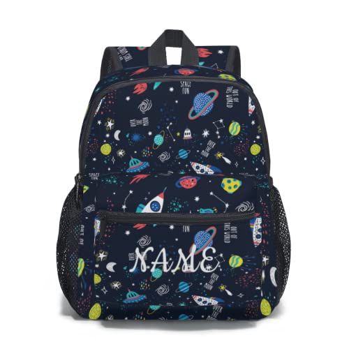 Custom Personalized Backpack with Name/Text - Cute Planet Rocket Astronaut Design for School, Travel & Outdoor Adventures - 12/17 Inch Large Capacity Multifunctional Book Bag