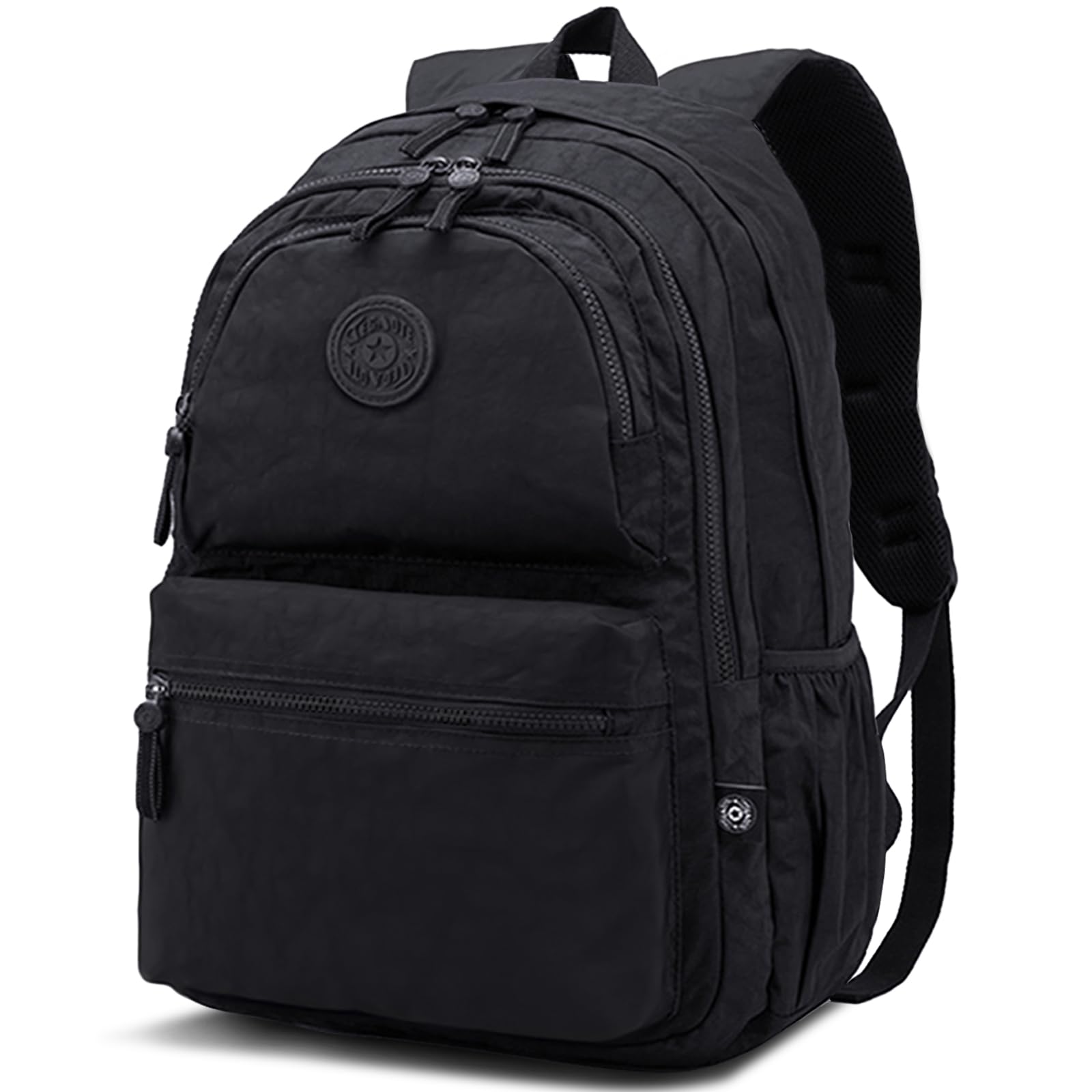 28L Lightweight Nylon Travel Laptop Backpack for Men & Women - Durable Computer Work Backpack, Casual Daypack for Hiking, Cycling, Commuting, School & Office - Fits 15.6 Inch Laptop - Black