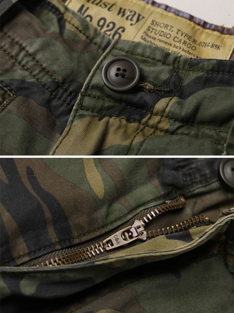 AKARMY Men's Camo Cargo Shorts - Outdoor Tactical Shorts with Multiple Pockets, Breathable Cotton Fabric, No Belt Needed - Perfect for Hiking, Camping & Casual Wear