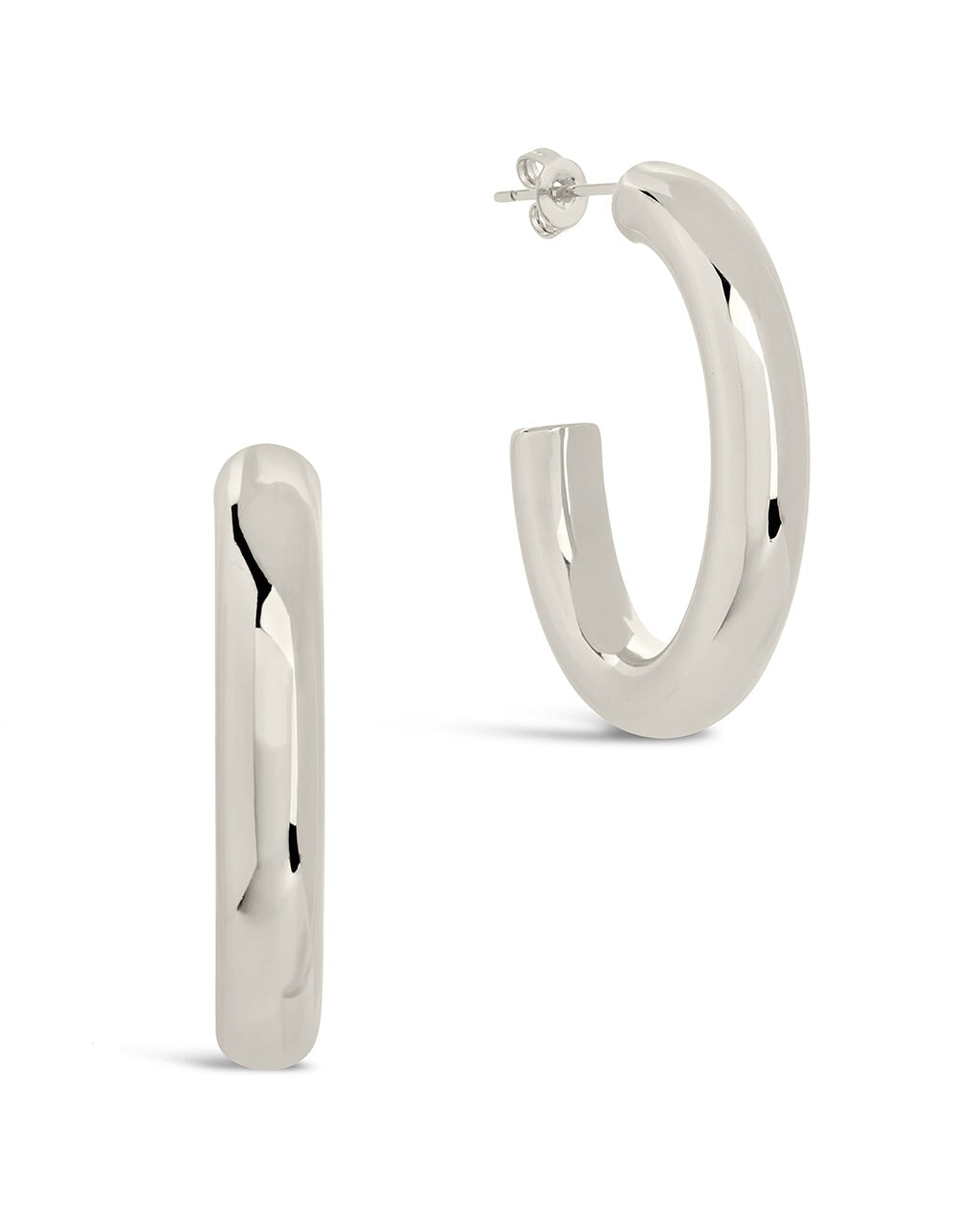 Rory Polished Tube Hoop Earrings for Women - 14K Gold Plated Stainless Steel Minimalist Dangle Earrings - Perfect for Everyday Wear, Office, Party & Gift Giving