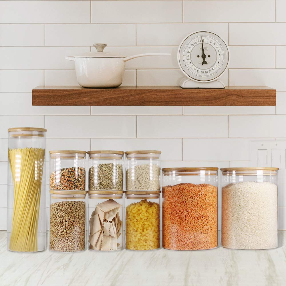6-Pack 27oz Glass Jars with Bamboo Lids - Airtight Food Storage Containers for Pantry Organization | Perfect for Storing Dry Goods, Coffee, Tea, Spices & Baking Ingredients