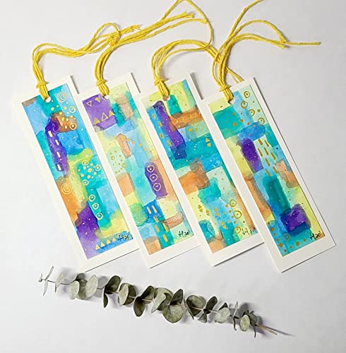 4 Pack Handmade Watercolor Bookmarks - 2x6 Inch Unique Art Gifts for Book Lovers, Readers & Writers - Perfect for Journals, Notebooks & Gifts by LilianaMaldonadoArt