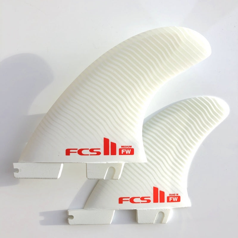 FCS II TRI QUAD Surfboard Fins - Firewire PC White Medium Size - Perfect for Shortboards & Performance Surfing