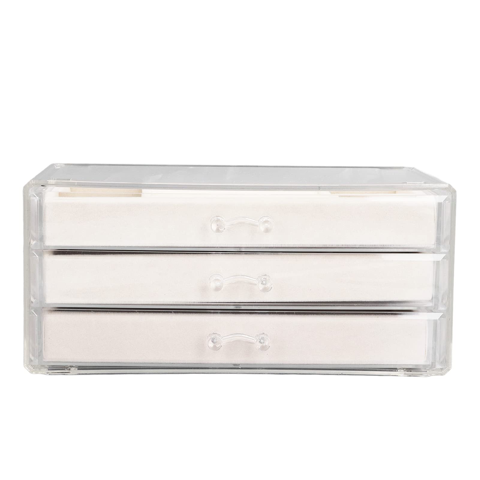 CHICIRIS Small Beige Jewelry Cabinet - Sturdy Durable Jewelry Box with Dividers for Earrings & Necklaces - Perfect for Bedroom Vanity, Dresser Top, or Bathroom Organization