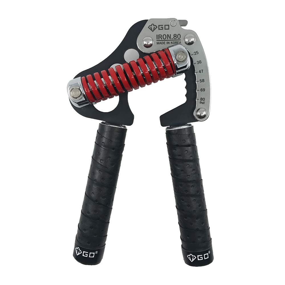 GD Adjustable Hand Grip Strengthener - Iron Grip 80 (55-176 lb) with Black Grip Tape - Wrist & Forearm Trainer for Strength Training, Home Gym, Office, and Rehabilitation Workouts