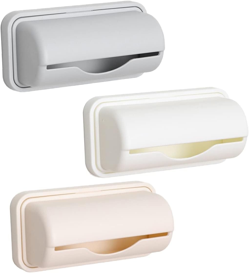 Fineliner Bag Dispenser with Adhesive - White Trash Can Bag Holder for Bottom of Can | Convenient Waste Bag Storage for Kitchen, Bathroom & Office Use