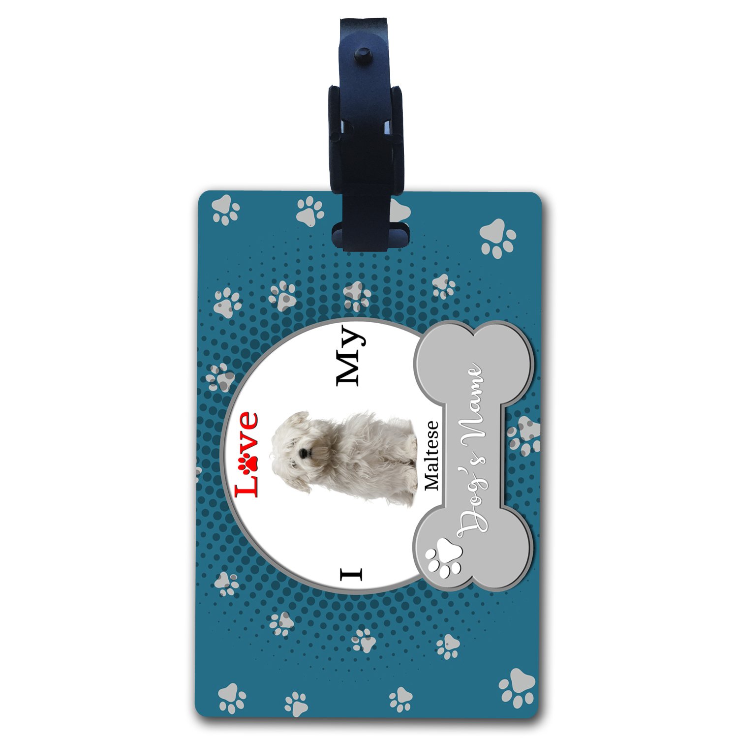 Personalized Dog Luggage Tag - Custom Name I Love My Maltese | Durable Pet ID Tag for Travel, Suitcases & Backpacks | Perfect Gift for Dog Lovers