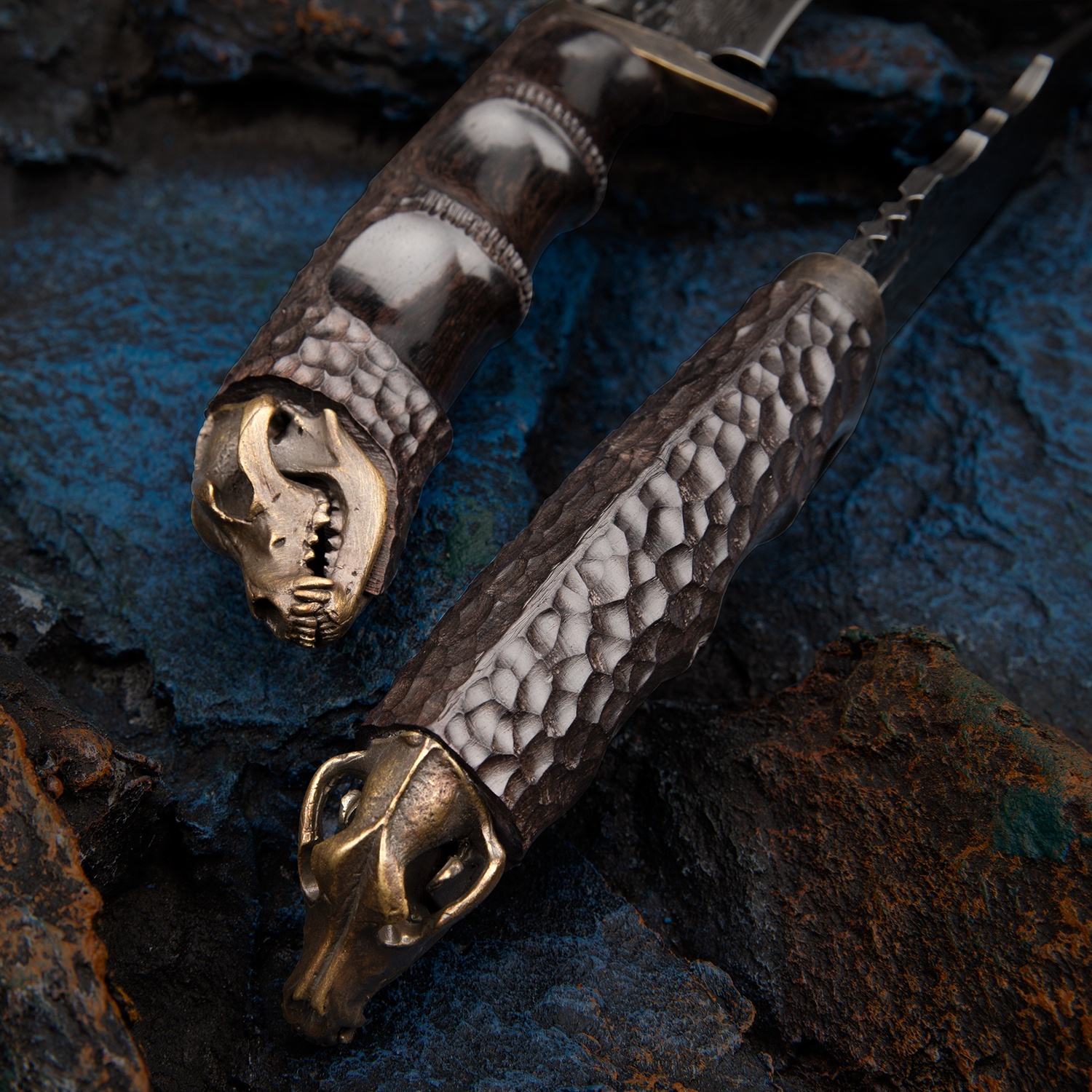 Premium VG10 Damascus Steel Hunting Knife with Exotic Ebony Wood Handle - Outdoor Survival, Camping & Bushcraft Essential